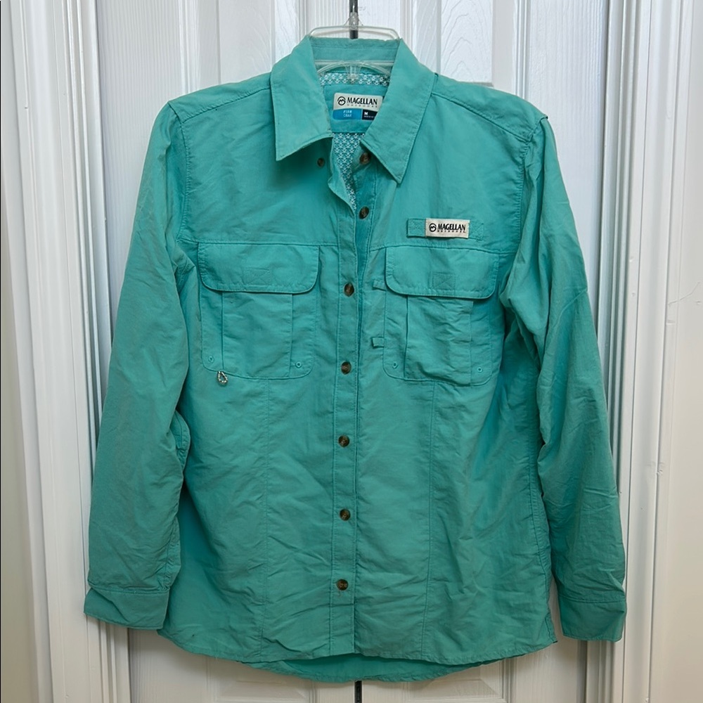 Magellan Outdoors Teal Button-Up Shirt